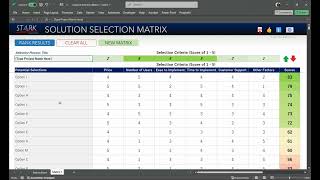 Solution Selection Matrix Tutorial Video