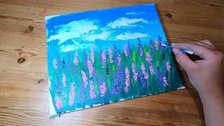 LAVENDER acrylic painting / Acrylic Painting #003 / Lavender field landscape