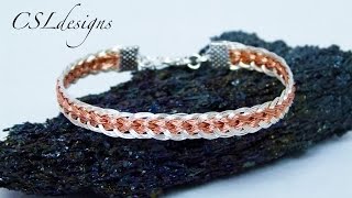 Two colour flat wire kumihimo bracelet