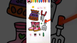Gardening tools Coloring & drawing | Gardening Boots With Jelly #kidsactivity #coloring