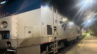 Amtrak 19 at Charlotte as it gets a crew change \u0026 gets refueled filmed December 22nd 2024 @ 2:00 am