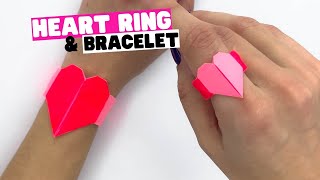 How to make ORIGAMI HEART RING and ORIGAMI HEART BRACELET [origami Valentines day]