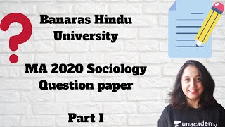 Banaras Hindu University | MA 2020 Sociology Entrance Part I | Solved