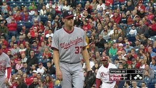 WSH@PHI: Strasburg fans five over seven strong frames