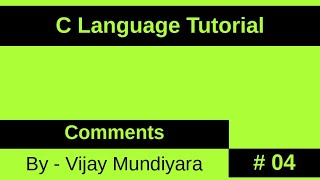 C Beginners Tutorial Video No 4 - Comments