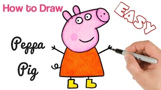 Peppa Pig Drawing Easy With Colour For Beginners | Cartoon Drawings for beginners | Art Tutorial