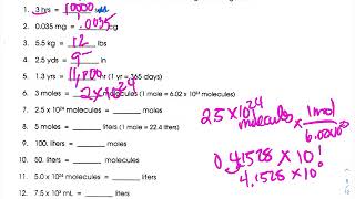 Dimensional Analysis (Factor-Label Method) Worksheet Walkthrough