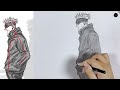 how to draw satoru gojo step by step jujutsu kaisen easy anime drawing