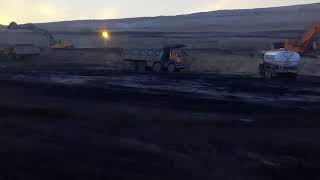 Overburden and lignite excavation in Kapurdi lignite mines at Barmer Rajasthan.