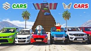 gta 5 wood ramp challenge mahindra cars vs maruti suzuki cars | gta 5 in telugu