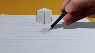 3D Trick Art on Paper | Floating Cube | Drawing 3D Art