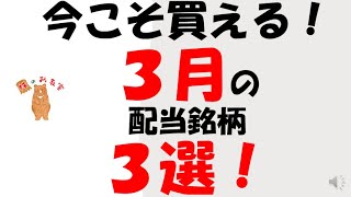 今こそ買える！　３月配当　特選銘柄３選！