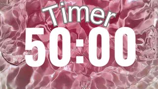 50 Minute Timer( No Music) | Aesthetic Pink Water Background | Focus Timer with End Bell ,study