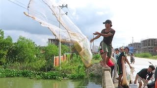 Cast Net Fishing In Cambodia - New Prek Ha Bridge Khan Dangkor