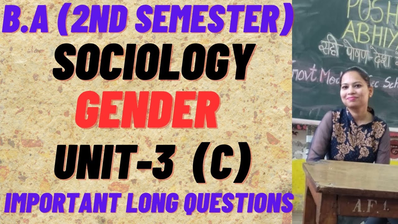 Sociology || Gender || B.A(2nd Semester)unit-3 (c) Written Notes #pu # ...