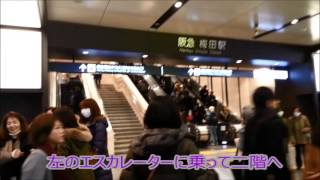 動画で道案内　JR大阪駅～ビッグマン前（阪急梅田駅）の行き方　道順　時間