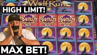 EPIC WIN!!!  MAX BET BONUSES  WOLF RUN!!!