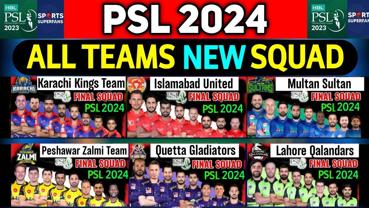 PSL 2024 - All Team Squad | All Teams Probable Squad PSL 2024 ...