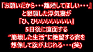 【離婚】『お願いだから…離婚してほしい…』と懇願した浮気妻が『ひ、ひぃぃぃぃ』5日後に直面する“崩壊した生活”に絶望する姿を想像して腹がよじれる…(笑)【スカッとする話】