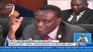 Professor Jacob Kaimenyi and KNUT SG Wilson Sossion differ over basic education regulations