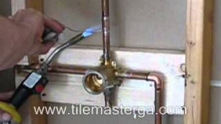 Shower Valve replacement - brass rough in installation, copper soldering How to DIY - DELTA Part \