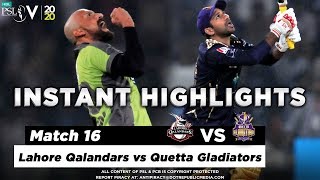 Lahore Qalandars vs Quetta Gladiators | Full Match Instant Highlights | Match 16 | 3 Mar | HBL PSL 5