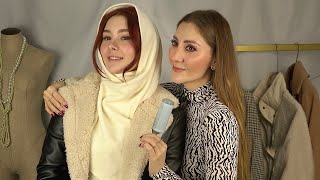 ASMR Winter Clothes Personal Styling and Adjustment | Face Framing Hair Styling \u0026 Fixing Soft Spoken