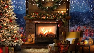 Christmas Ambience | Cozy  Winter Ambience & Crackling Fireplace | Gentle Snowfall
