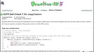Java Practice It | Self-Check 7.34: copyColumn | arrays, 2D arrays, array basics
