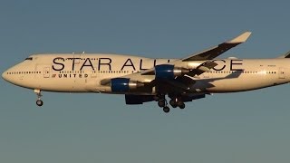 United Boeing 747(Star Alliance)Landing Narita Airport　RWY34L!!成田空港!!