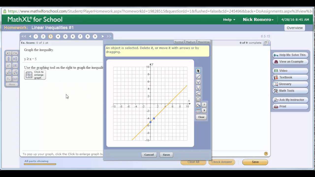 How To Graph Linear Ineqaulities On Mathxl Youtube