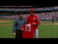 hou@tor blue jays recognize young in sunday salute