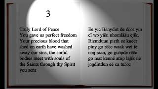 Oh! Lord of Peace. the English version of Bɛ̈nydïït de dɔ̈ɔ̈r Yïn cï nhiɛ̈ɛ̈rdu nyuɔ̈th wuɔɔk....