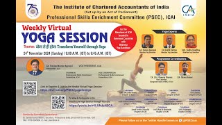 Weekly Virtual Yoga Sessions for the Members of ICAI located in Overseas Locations