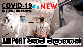 COVID -19 ගුවන් ගමන🦠|ප්ලේන් එක ඇතුලෙ වෙන දේවල් | Airport \u0026 inside the plane| Binario 12