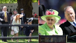 Fergie \u0026 Beatrice held hands as they curtsied to the Queen today at Royal Ascot