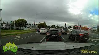 BAD Driving Australia - Driver in toowoomba gets all mixed up and collides with opposing traffic