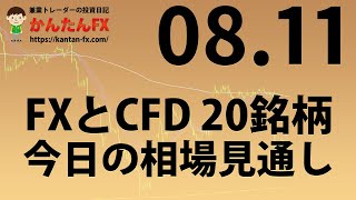 かんたんFX：8月11日FXとCFD今日の相場見通し