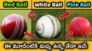 Difference Between Red Ball, White Ball And Pink Ball In Cricket Telugu | GBB Cricket