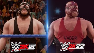 WWE 2K22 vs WWE 2k18 Big Van Vader entrance Comparison