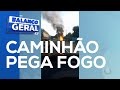 Caminhão pega fogo na BR-235 em Areia Branca - Balanço Geral Sergipe