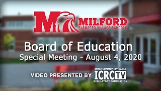 Milford Board of Education Special Meeting - August 4, 2020