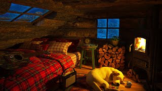 Deep Sleep in a Cozy Winter Hut - Relaxing Blizzard, Fireplace, Wind & Snowfall Sounds