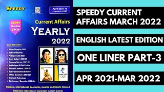 Speedy Current Affairs March 2022 | One Liner Part-3 | English Version| Current Affairs | Proxy Gyan
