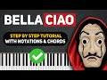 Money Heist - Bella Ciao Easy Piano Tutorial | Step By Step With Notes & Chords | La Casa De Papel