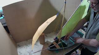 Testing of alternative rigging types using 1:5 scale mockup. Configuration #2 (Pasja 400 dinghy)