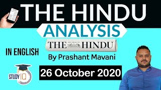 The Hindu Editorial Newspaper Analysis, Current Affairs for UPSC SSC IBPS, 26 October 2020 English