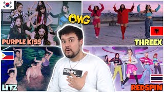 REACTION TO GIRLGROUPS: THREEX-LOVE ME HATE ME / REDSPIN-MULTIVERSE/ PURPLE KISS-MEMEM / LITZ-KIDLAT