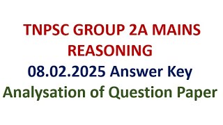 08.02.2025 TNPSC GROUP 2A MAINS REASONING ANSWER KEY