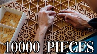 【組子細工】 日本の職人が10,000ピースの材料で伝統的模様を作り上げるプロセス（字幕あり）
